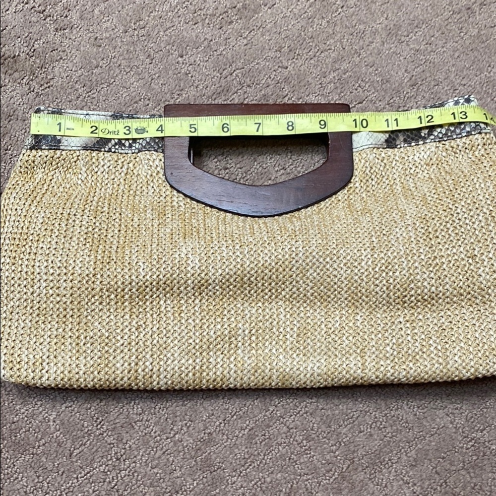 Nicole Miller Tan and Brown Clutch with Stylish Wristlet - Picture 12 of 14